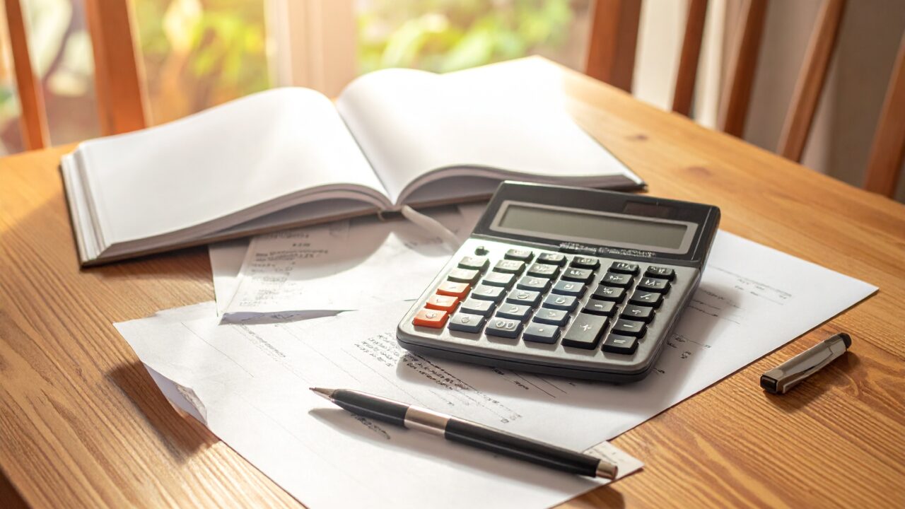 FP3級勉強 家計簿と電卓でお金の勉強をする40代主婦